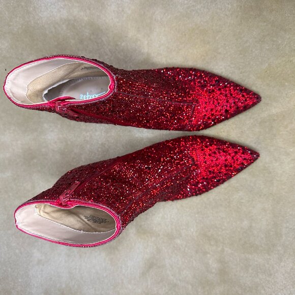 Betsey Johnson Red Rhinestone Boots - Picture 7 of 9
